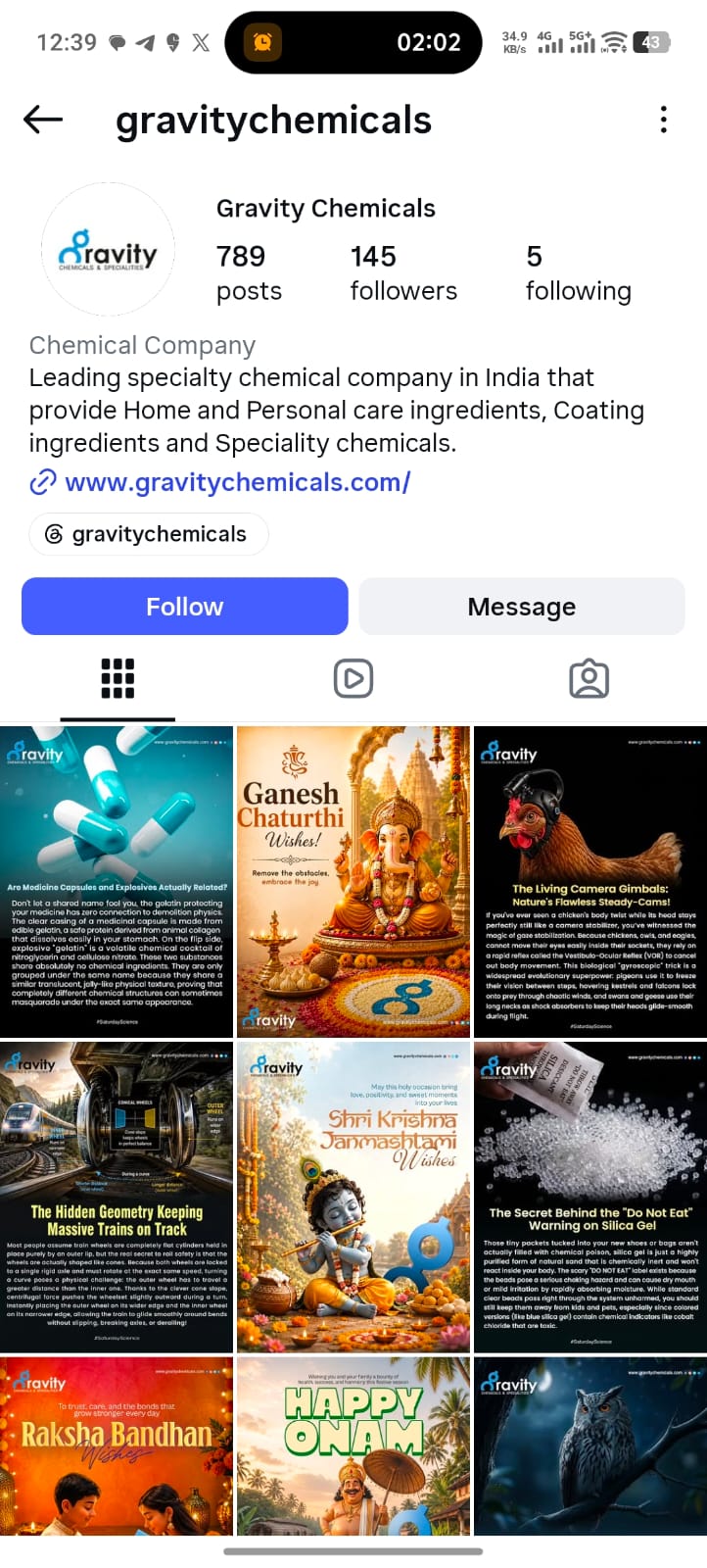 Gravity Chemicals Instagram